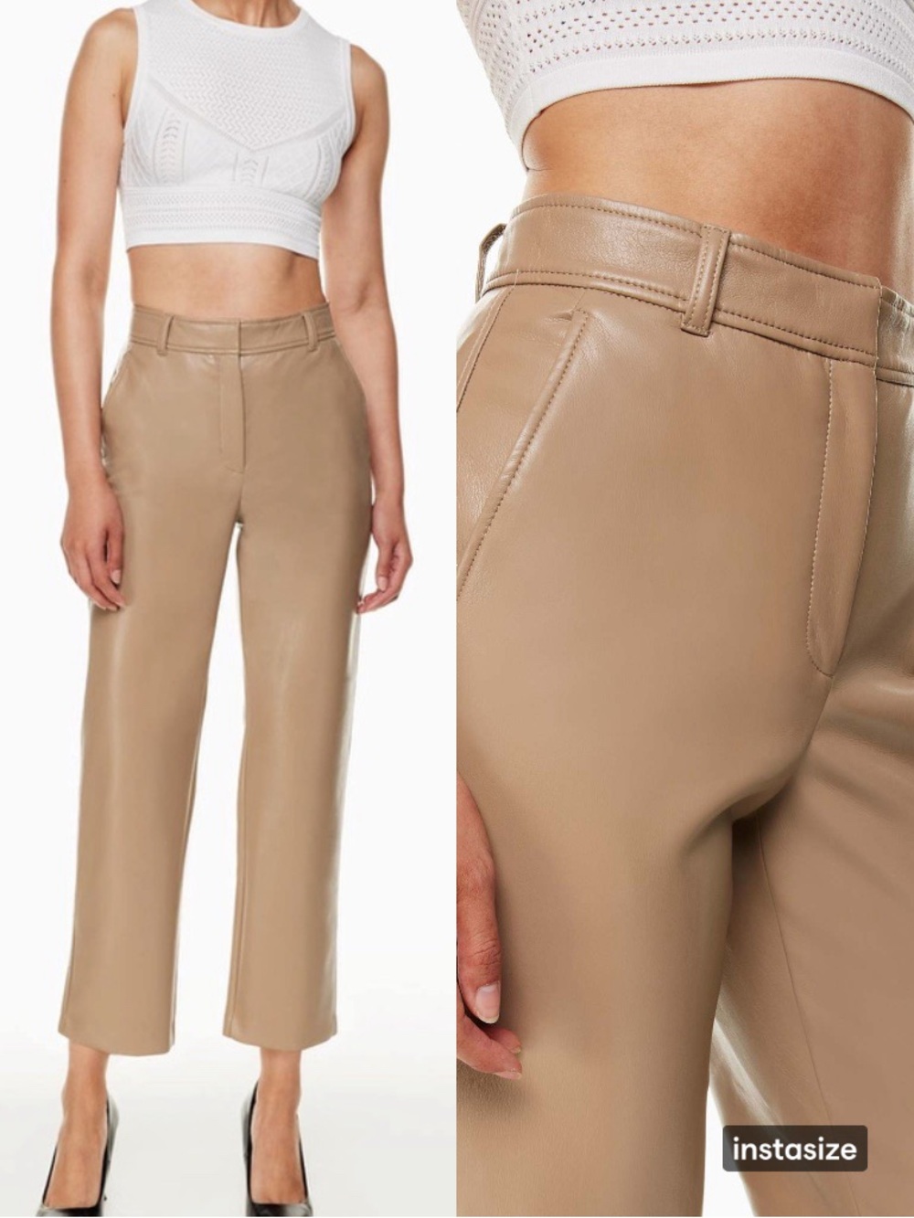 Aritzia Babaton Command Cropped Faux Leather Pants Sz 00 💚🍄